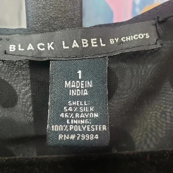 Chico's Black Label Burnout Blouse w/Velvet Dots - Picture 3 of 4